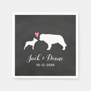 Serviettes En Papier Boston Terrier et Saint Bernard Mariage