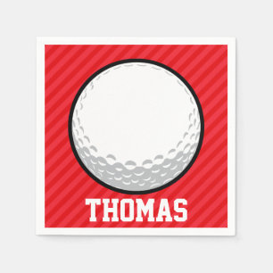 Serviettes En Papier Boule de golf; Grandes rayures rouges