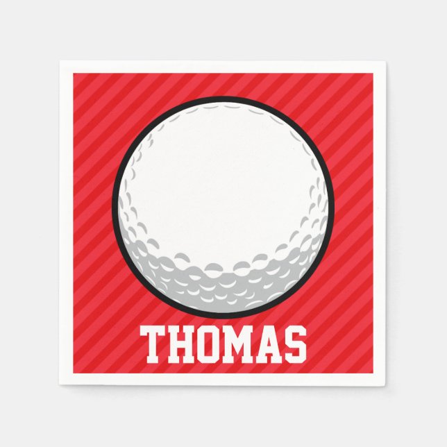 Serviettes En Papier Boule de golf; Grandes rayures rouges (Devant)