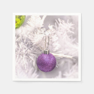 Serviettes En Papier Boule pourpre solitaire de Noël