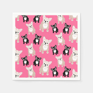 Serviettes En Papier Bouledogues français de Français roses mignons