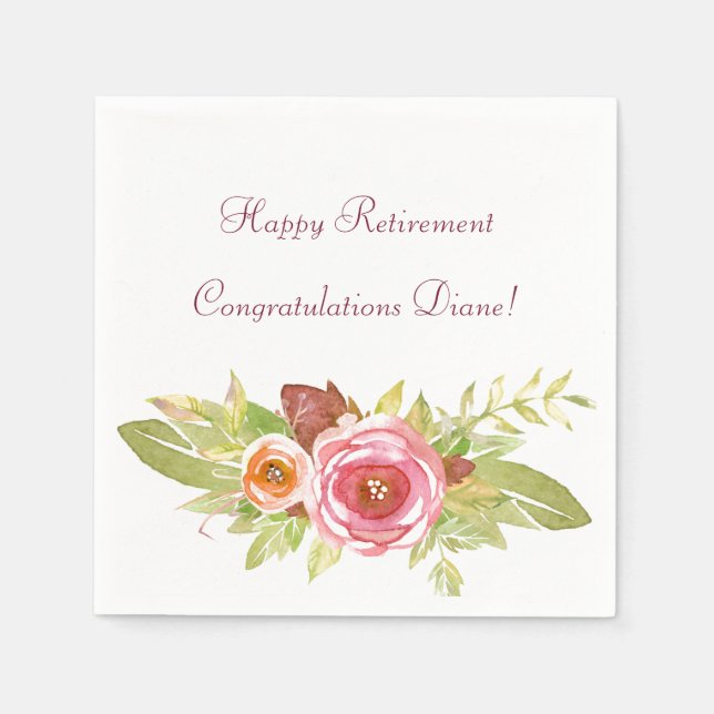 Serviettes en papier Bouquet de fleurs aquarelle (Devant)