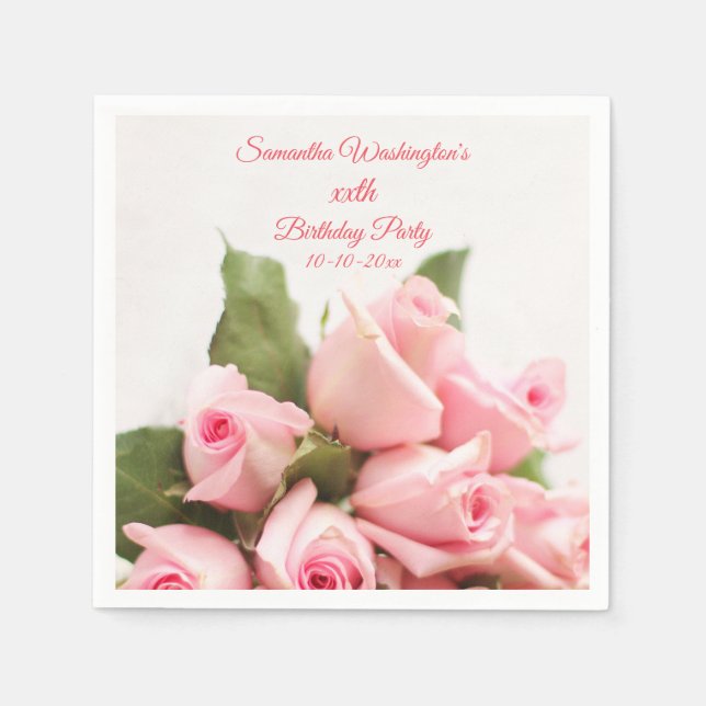 Serviettes En Papier Bouquet de rose romantique Anniversaire (Devant)