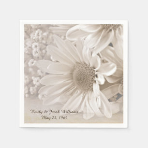 Serviettes En Papier bouquet mariage doux sepia daisy