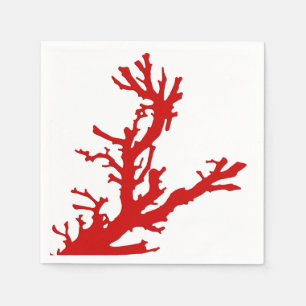 Serviettes En Papier Branche de corail - corail foncé rouge et blanc