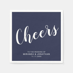 Serviettes En Papier "Bravo" Script moderne Mariage bleu marine