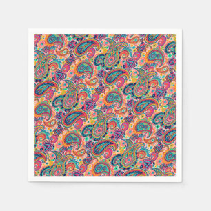 Serviettes En Papier Bright Rainbow Paisley
