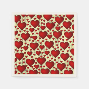Serviettes En Papier Bright Red Romantic Hearts Motif