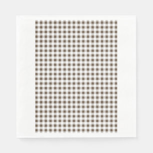 Serviettes En Papier Brown blanc En vichy Motif