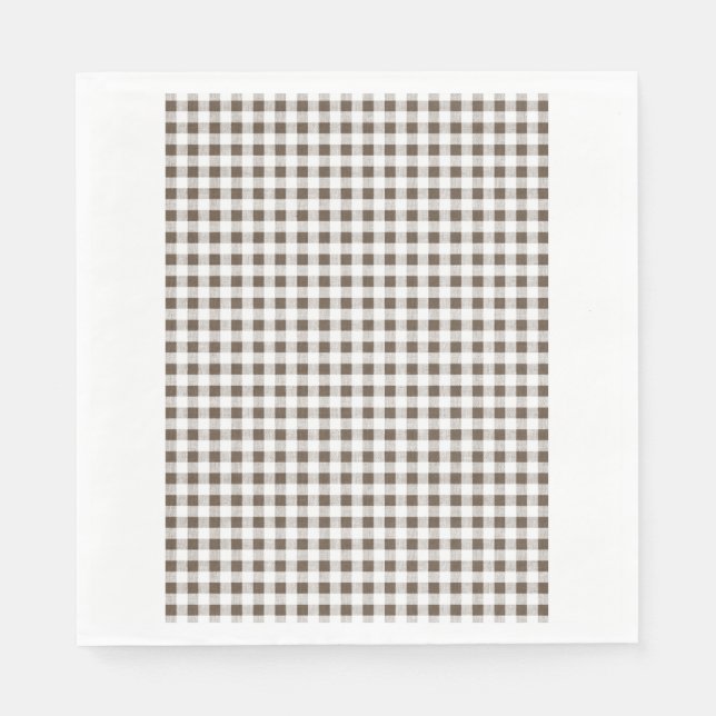 Serviettes En Papier Brown blanc En vichy Motif (Devant)