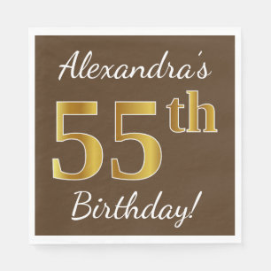 Serviettes En Papier Brun, anniversaire d'or de Faux