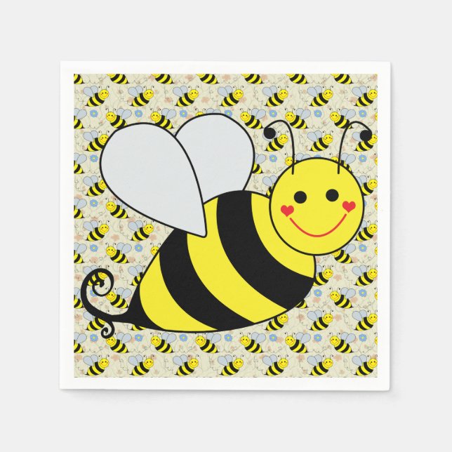 Serviettes En Papier Bumble Bee mignonne avec Motif (Devant)