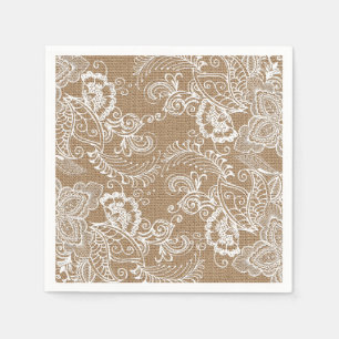 Serviettes En Papier Burlap et dentelle Shabby Chic Papier Napkin
