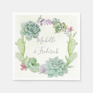 Serviettes En Papier Cactus de désert à l'aquarelle Succulents Mariage