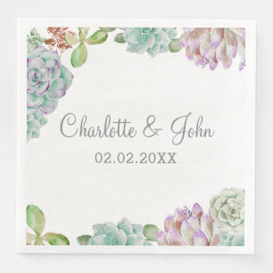 Serviettes En Papier Cactus du désert Succulents Mariages serviettes