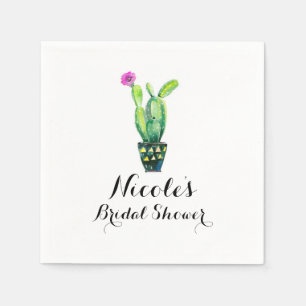 Serviettes En Papier Cactus Floral Rustique Mariage Sud-Ouest