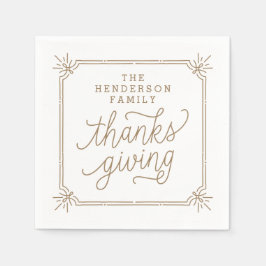 Serviettes En Papier Cadre Rustique Personnalisé Famille Thanksgiving