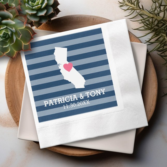 Serviettes En Papier California Home State Love with Custom Heart (Custom Napkin)