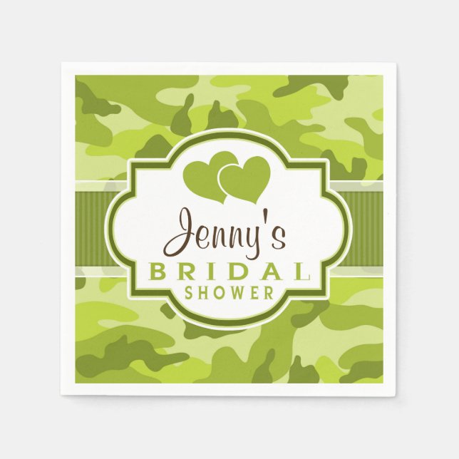 Serviettes En Papier Camo Vert, Fête des mariées Camouflage (Devant)