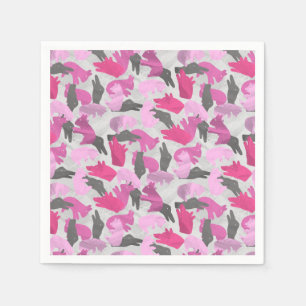Serviettes En Papier Camouflage animal Silhouette rose
