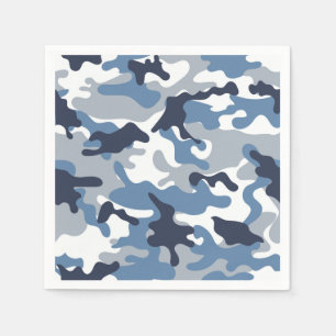 Serviettes En Papier Camouflage de bleu et de blanc