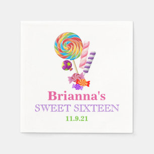Serviettes En Papier Candyland Thème Sweet 16 Napkin personnalisé
