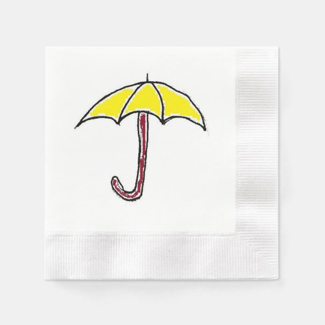 Serviettes En Papier Caricature parapluie Jaune ou Jour ensoleillé (Devant)
