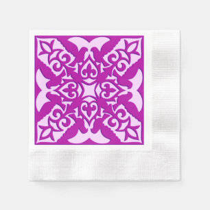 Serviettes En Papier Carreau marocain - orchidée foncée et rose