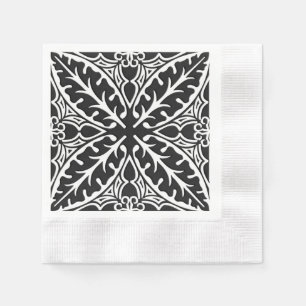 Serviettes En Papier Carreaux marocains - noir et blanc