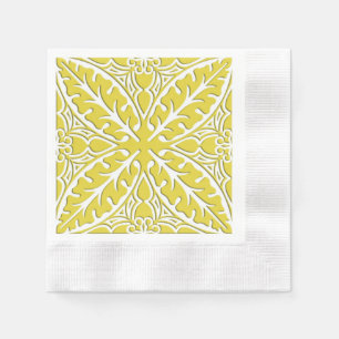 Serviettes En Papier Carreaux marocains - or moutarde et blanc