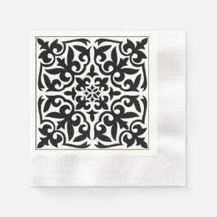 Serviettes En Papier Carrelage marocain - blanc avec arrière - plan no