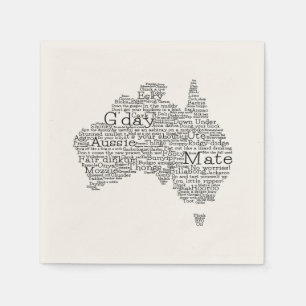 Serviettes En Papier Carte de l'argot australien