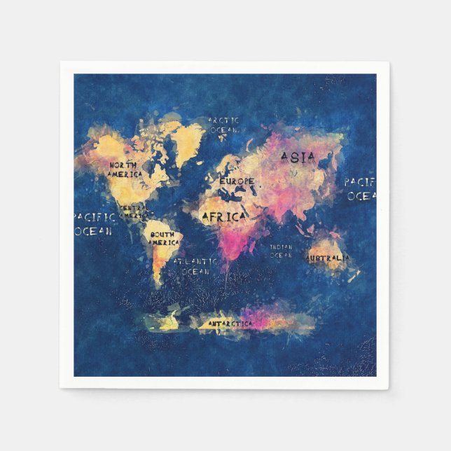 Serviettes En Papier carte mondiale (Devant)
