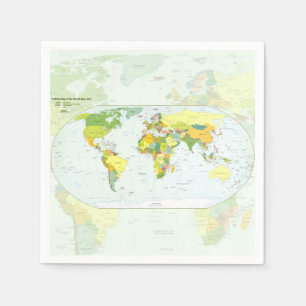 Serviettes En Papier Carte mondiale Globe Pays Atlas