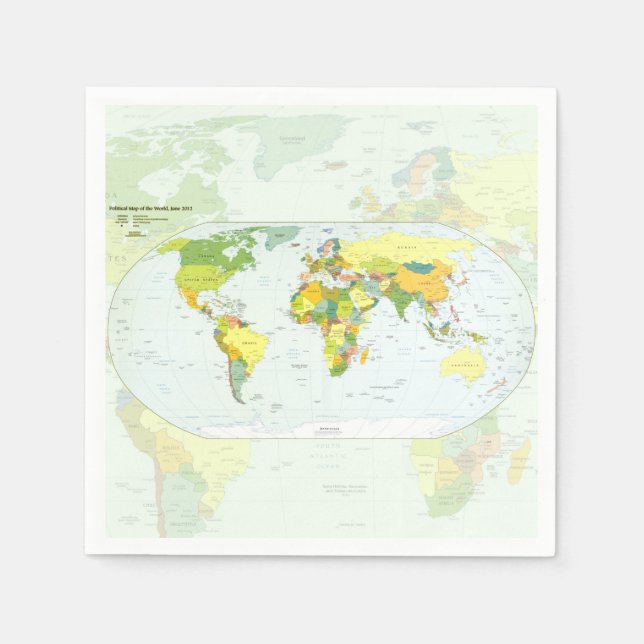 Serviettes En Papier Carte mondiale Globe Pays Atlas (Devant)