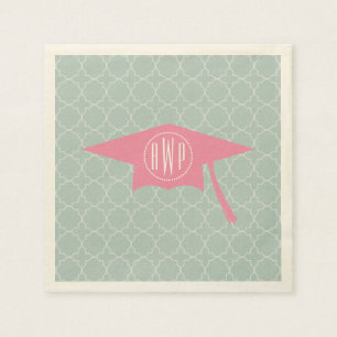 Serviettes En Papier Casquette rose d'obtention du diplôme de