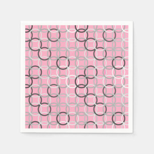 Serviettes En Papier Cercles Modernes du milieu du siècle, rose corail