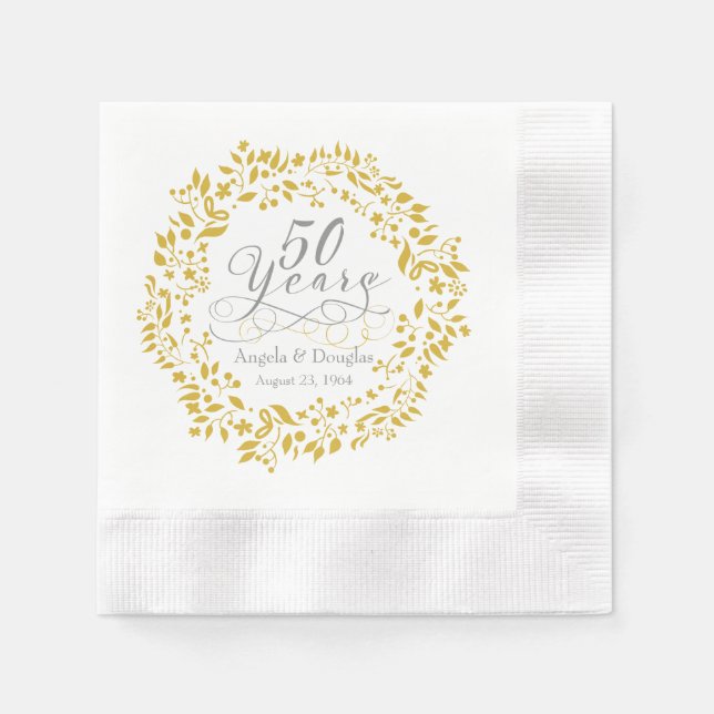 Serviettes En Papier Cérémonie d'or du 50e anniversaire du Mariage pers (Devant)