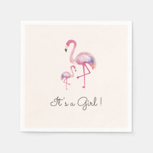 Serviettes En Papier C'est une fille Flamant rose Baby shower Napkin