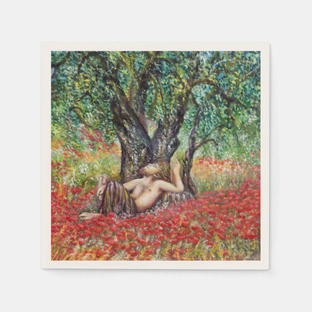 SERVIETTES EN PAPIER CHAMPS DE PAN, D'OLIVE ET DE POPPY (Devant)