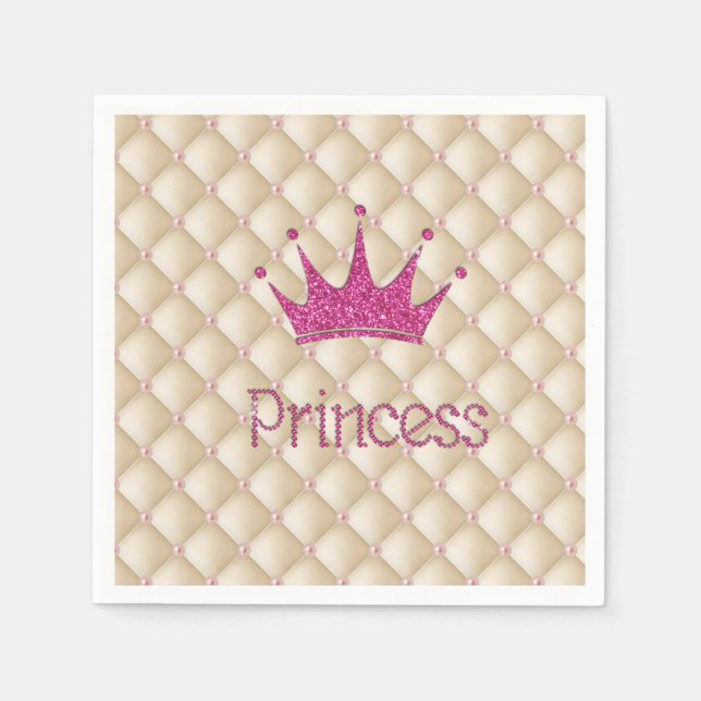 Serviettes En Papier Charmants Perles Chic ,Diadème, Princesse,Pailleté (Devant)