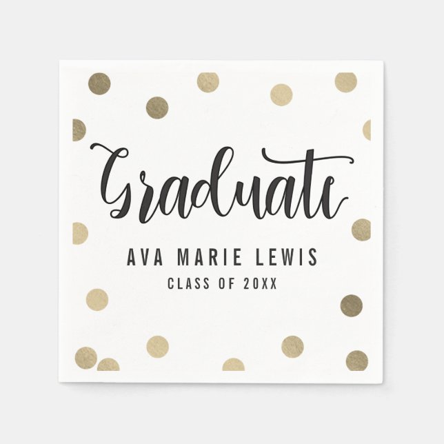 Serviettes En Papier Charming Dots Gold Graduation serviettes (Devant)