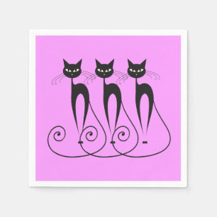 Serviettes En Papier Chat noir comique
