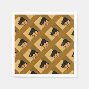 Serviettes En Papier Chat noir sur un Citrouille
