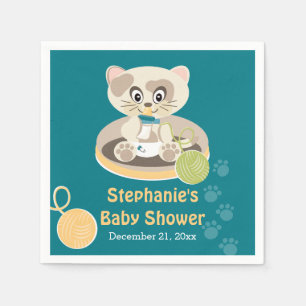 Serviettes En Papier Chat turquoise dans le Baby shower Diapers