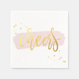 Serviettes En Papier CHEERS MAIN LETÉE SCRIPT type or rousse rose