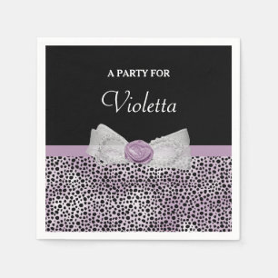 Serviettes En Papier Cheetah violet féminin Imprimer Nom de la fête de