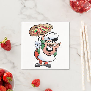 Serviettes En Papier Chef de pizza italien classique dessin animé