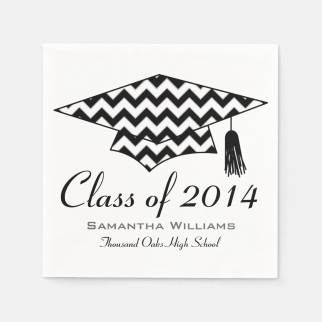 Serviettes En Papier Chevron Imprimer Nom personnalisé Graduation servi (Devant)