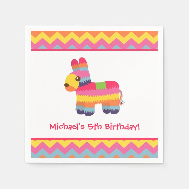 Serviettes En Papier Chevron Pinata Mexicain Fiesta (Devant)